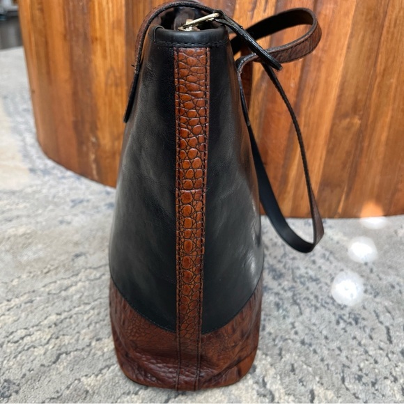Brahmin Leather Tote Bag Black Tuscan Pecan Melbourne Susana Collection Retired - Picture 6 of 10